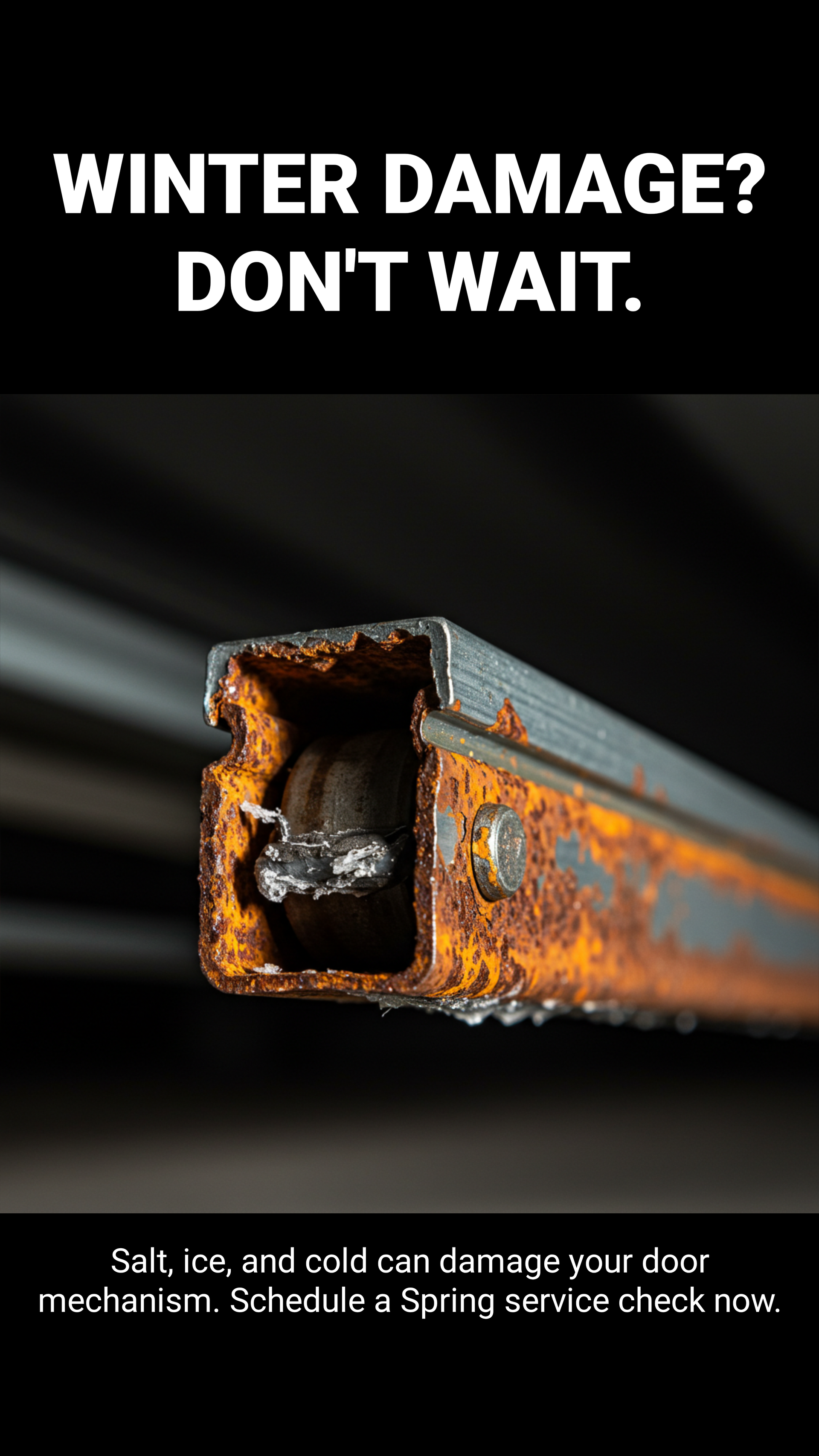 Winter damage prevention campaign ad - urgent contractor marketing creative for storm damage repair and home protection