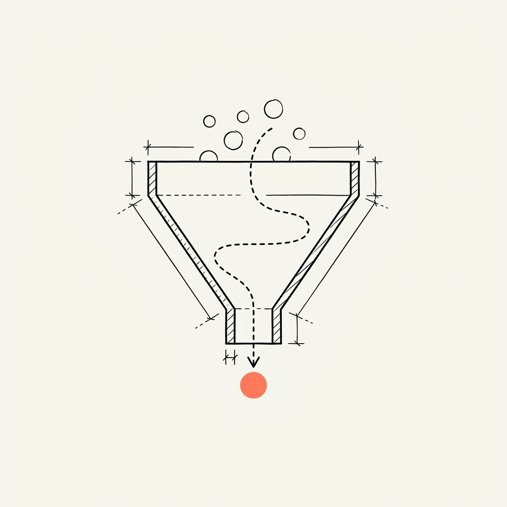 Funnel with traced path icon representing attribution