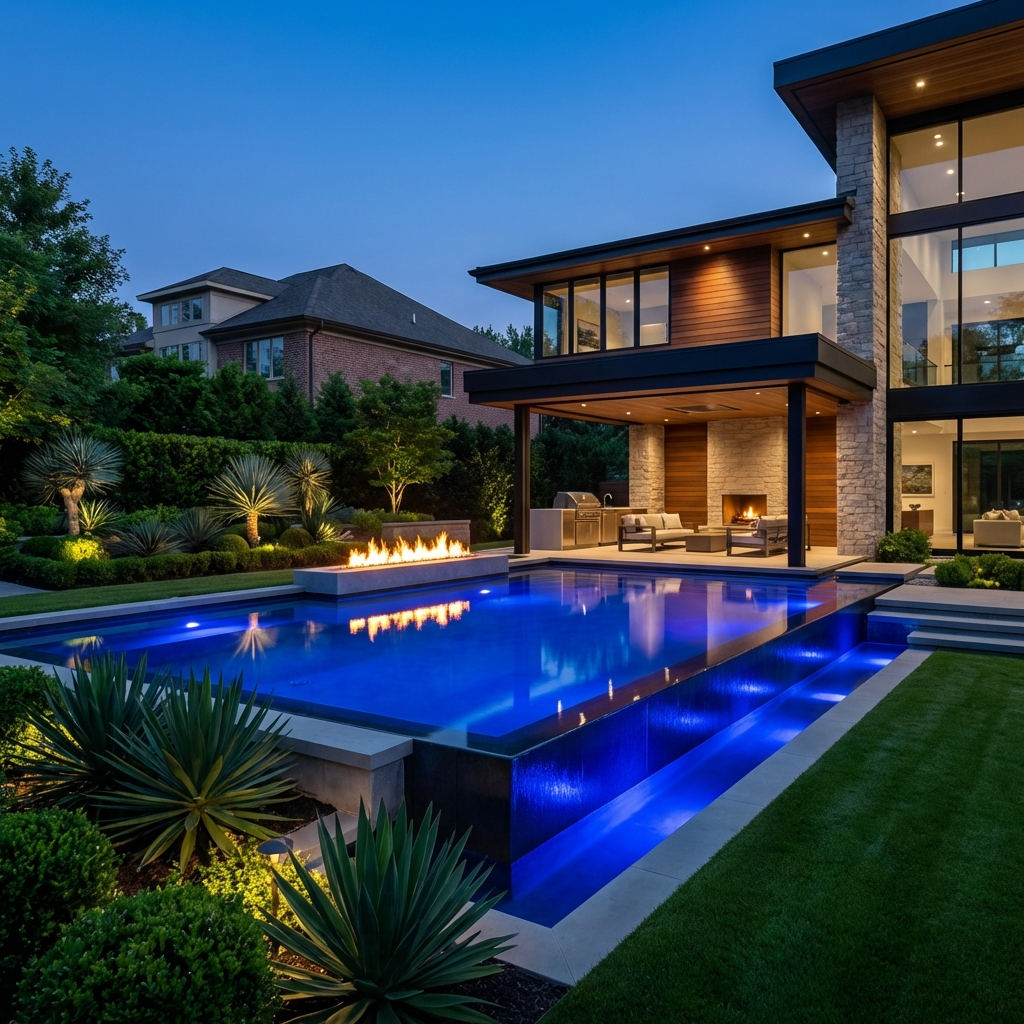 Landscaping and exterior home services marketing with before-and-after visuals